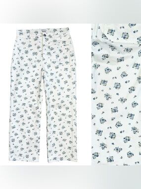 Reformation Alyssa White Floral Print Sprint High Rise Wide Leg Jeans Size 27